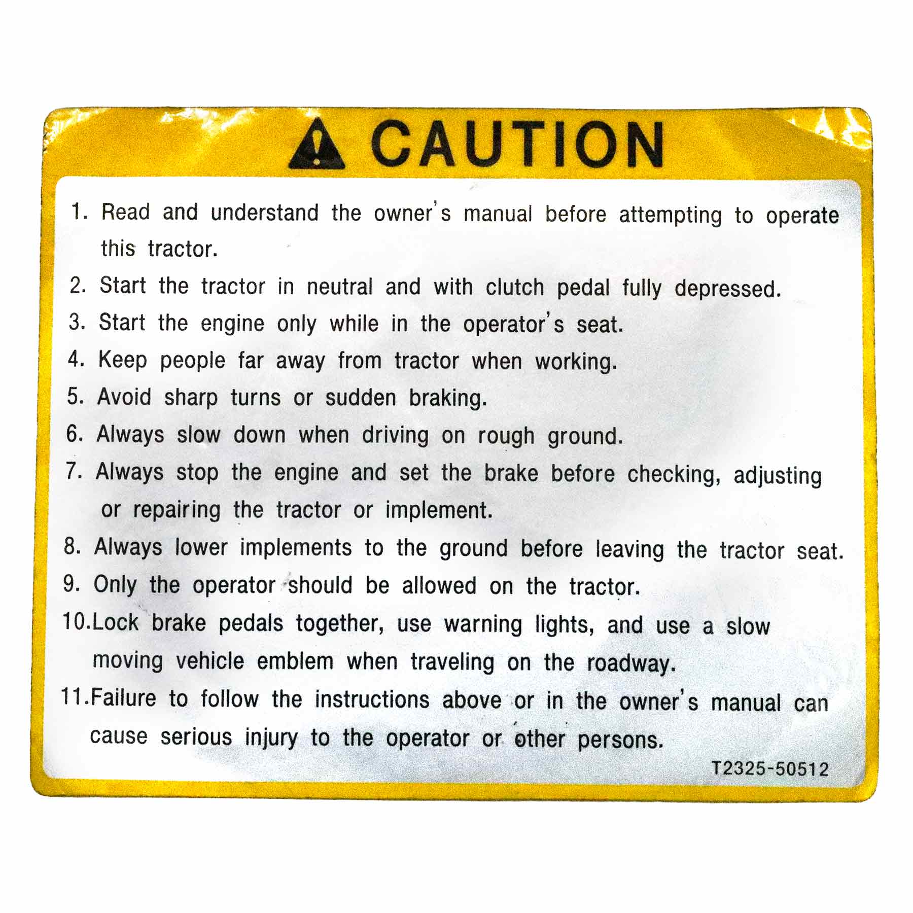 LABEL, SAFETY T2325-50512